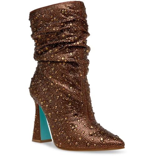 Betsey Johnson Womens Satin Embellished Ankle Boots