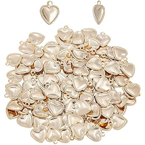 HOBBIESAY 150Pcs 18K Gold Plated Heart Charms Cover