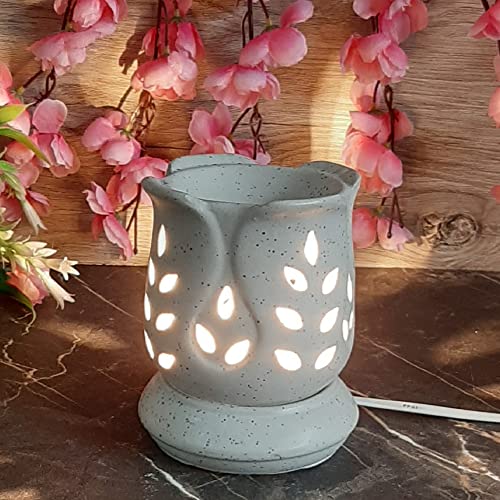 India Meets India Electric Diffuser Aroma Oil Burner Lotus Shape Handicraft by Awarded Indian Artisan (White)