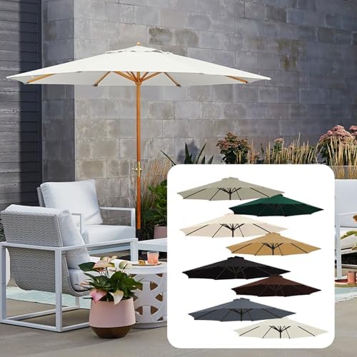 13ft Patio Umbrella Replacement Canopy - UV Protection Cover for 8-Rib Outdoor Market Umbrella - Durable Waterproof Canopy for Garden, Deck & Patio Furniture