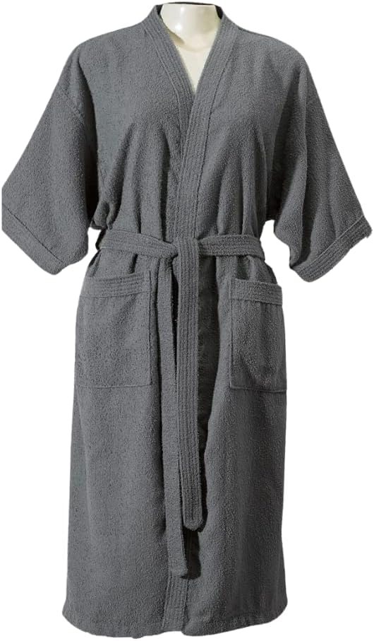 Roupão de Banho Adulto Unissex Felpudo 100% Algodão Aveludado Toque Macio Tamanho Único (Cinza)