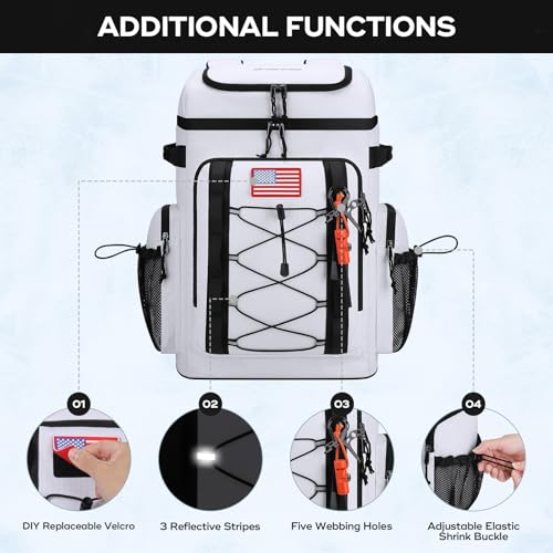 Image of Maelstrom 35 /50 Can Insulated Backpack Cooler, Leakproof Soft Lunch Ice Bag | Keeps Food Cold For 16h, Peva Liner, Durable Nylon, Ergonomic Padding. Perfect For Men, Women, Camping, Beach, Hiking, Travel