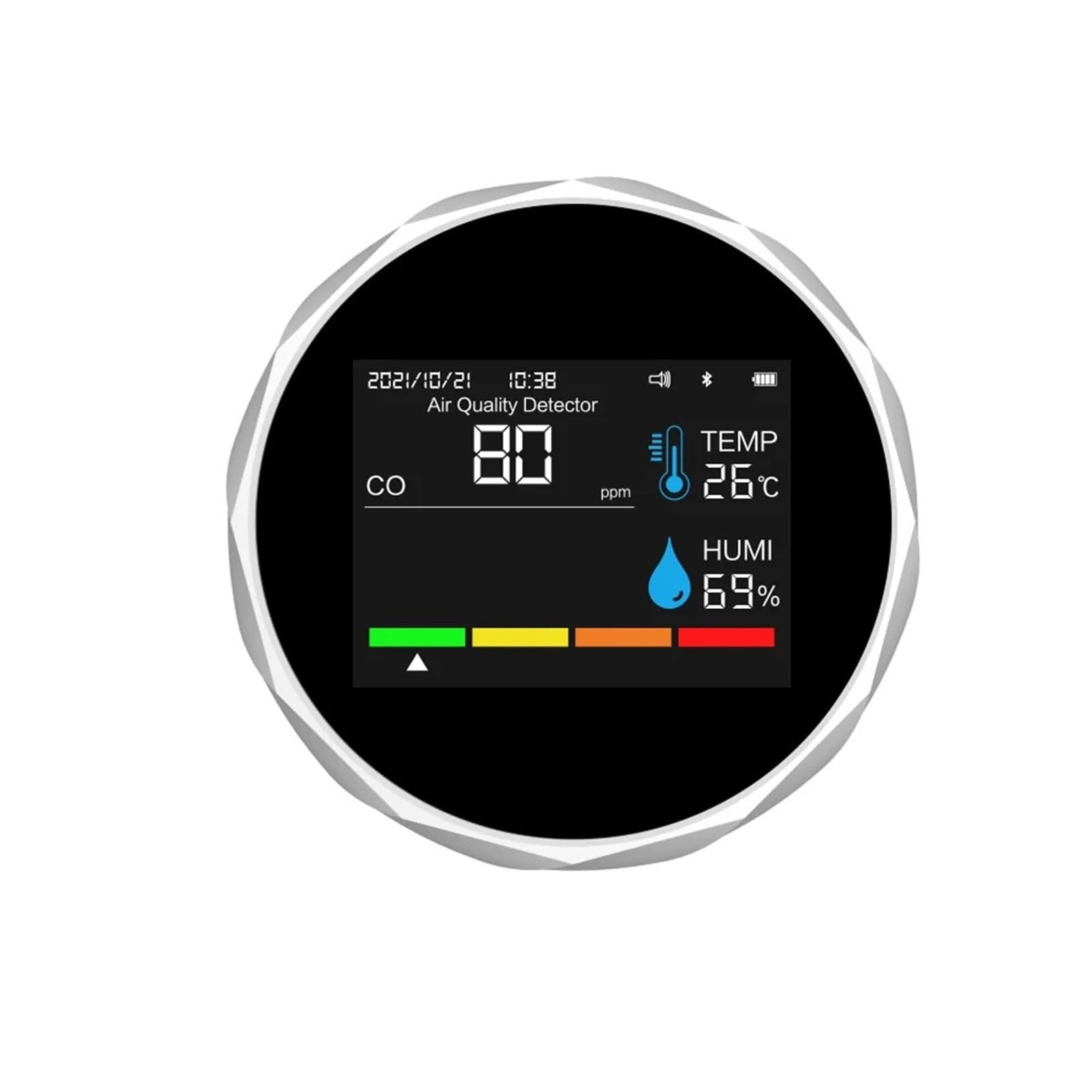 Air Quality Monitor, 6-in-1 Carbon Monoxide CO Carbon Dioxide Detector TVOC Air Quality Detection(Bianco)