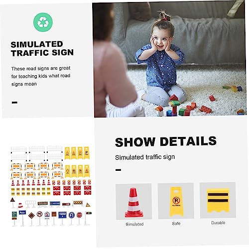 ifundom 1 Set Simulierte Verkehrsbarrikaden Mini Spielzeug für Verkehrszeichen Modelle Spielset für Kinder mit Verkehrszeichen Barrieren Zapfen Auto Kind Ampel Spielzeug Kunststoff