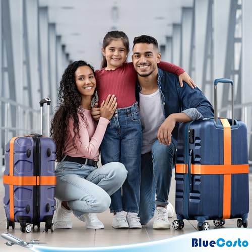 Luggage Straps For Suitcase - Orange, 1.9M X 5Cm, 4 Pack - Strap For Suitcases - Tsa Approved By Bluecosto - 4