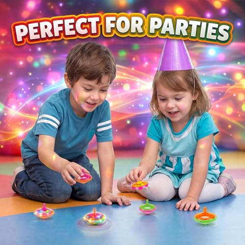 Image of LED Flashing Spinning Tops for Kids, Bulk Party Favors and Classroom Prizes (Classic - 50 Piece)