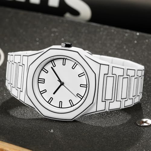 Image of Shocknshop Minimalist Creative Sketch Design Black Analog Plastic Chain Strap Wrist Watch for Men Boys -WCH375