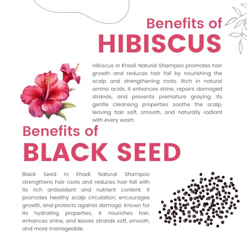 Image of Khadi Hibiscus, Black Seed, Rosemary & Onion Shampoo | Best Growth & Hair Fall Control | Khadi Herbal Shampoo for Women & Men | Sulfate, SLS & Paraben Free 210 ml
