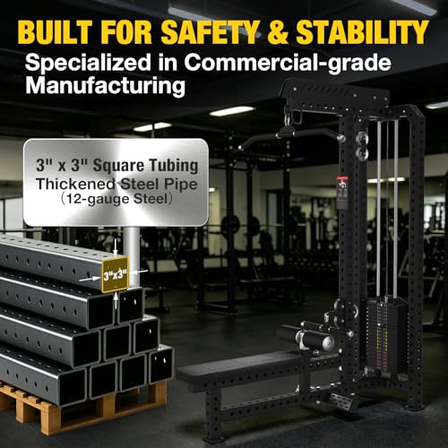 Image of Commercial Lat Pulldown and Low Row Machine 2 in 1, Classic Lat Pulldown /Low Row Combo with 220LBS Weight Stack, Commercial Grade Home Gym Fitness Machine for back, shoulders, biceps Strength Training
