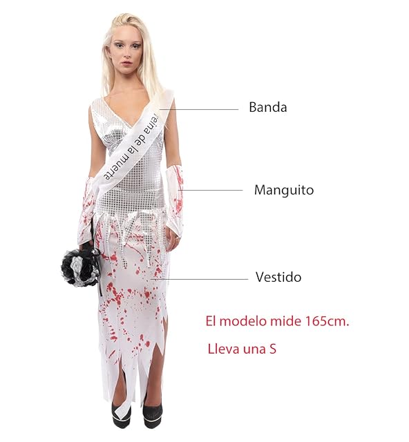 Foto 2 de 5 de Carnavalife Disfraz de Novia Zombi para Mujer, Disfraz Halloween Mujer