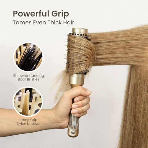 AIMIKE Round Hair Brush, Nano Thermal Ceramic & Ionic Tech Round Brush, round brushes for blow drying with Boar Bristles, Barrel Brush for Styling, Curling, Add Volume & Shine (61mm,Barrel 32mm) - Image 2