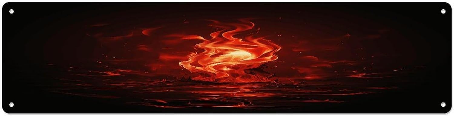 Red Flame Wall Decor Aluminum Poster Sign