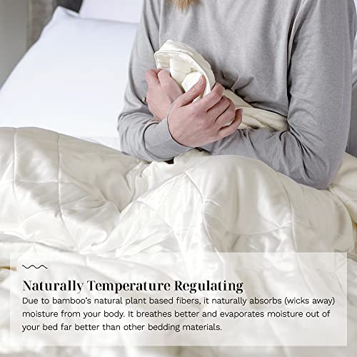 Image of LUXOME Lightweight Blanket | 100% Rayon (Viscose) from Bamboo Fabric & Fill | King /Cal King - 98 inchx92 inch | Thermal-Regulating | Ivory