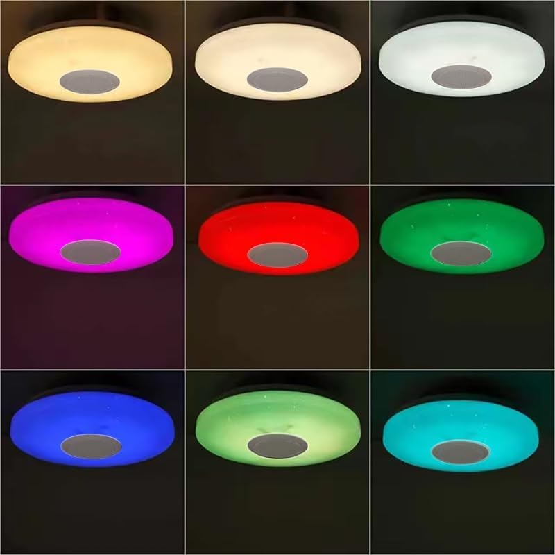 Miniatura 3 de LIJIZAMI Lámpara de techo LED de 11 pulgadas con Bluetooth Music de 30 W de alto brillo, ritmo musical de luz de color RGB, con efecto cielo