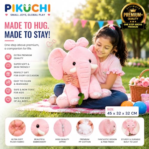 Image of Luxury Premium Elephant Plush Soft Toy, Pink, 45 CM