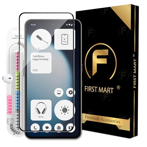 Image of FIRST MART Military-Grade Gorilla Tempered Glass Screen Protector Compatible for Nothing Phone 3a Lite 5G with Edge to Edge Coverage, Cable Protector and Easy Installation kit (6.77 Inches)