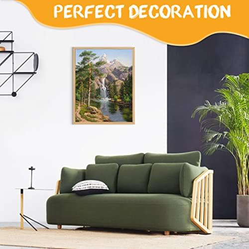 BOSHUN Wooden Framed Paint by Numbers Kits with Brushes and Acrylic Pigment DIY Canvas Painting for Adults Beginner- Waterfall 16 x 20 inch
