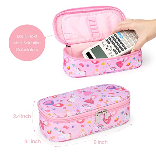 Image of Cambond Cute Pencil Case for Girls - School Pencil Pouch Kid, Pink Princess | Pencil Case for Kids Big Capacity Organizer Bag for Staionary, Aesthetic School Supplies Girls, Water-Resistent Pen Bag