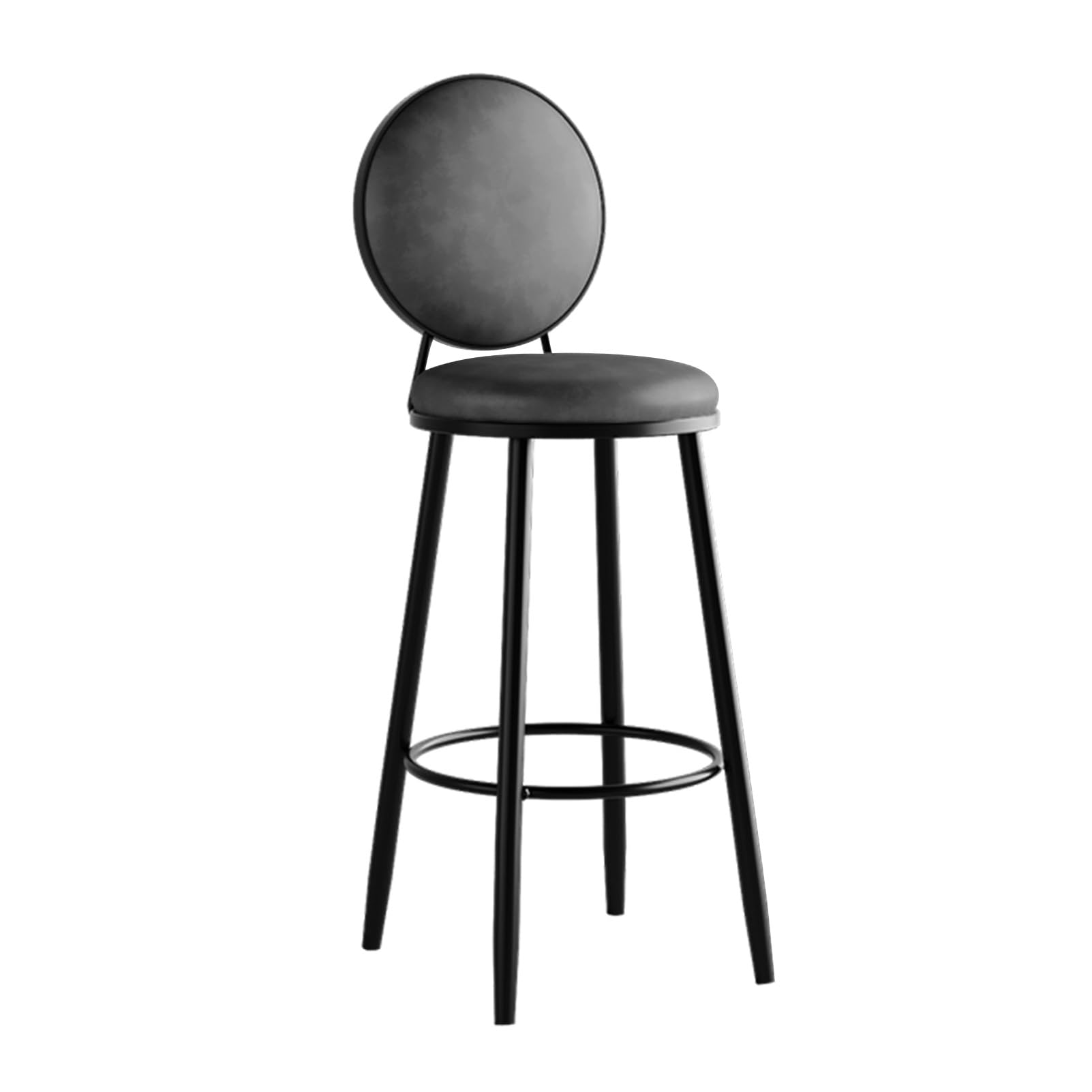 Tabouret de bar hauteur comptoir pour cuisine avec dossier et chaise ronde grise