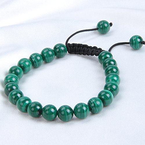Image of MASSIVE BEADS Natural Healing Crystal Beads Unisex Adjustable Macrame Bracelets, 6mm, Stone, Jasper