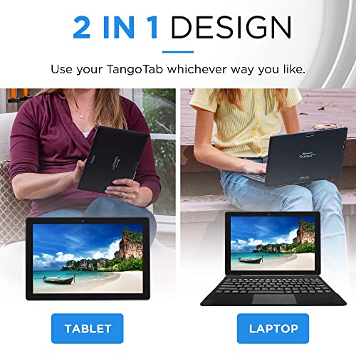 Simbans [3 Bonus Items] Tangotab 10 Inch Tablet And Keyboard 2-In-1 Laptop, 4 Gb Ram, 64 Gb Disk, Android 10, Mini-Hdmi, Micro-Usb, Usb-A, Inbuilt Gps, Dual Wifi, Bluetooth Computer Pc - Tlx #TOP4
