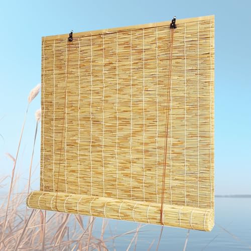 HAOYUES Cortinas Bambu Exterior Persianas De Caña Enrollables Natural Anti-UV Fácil De Instalar Persianas Romanas 40 60 80 90 100 120 130 140 160 180cm para Jardín Porche