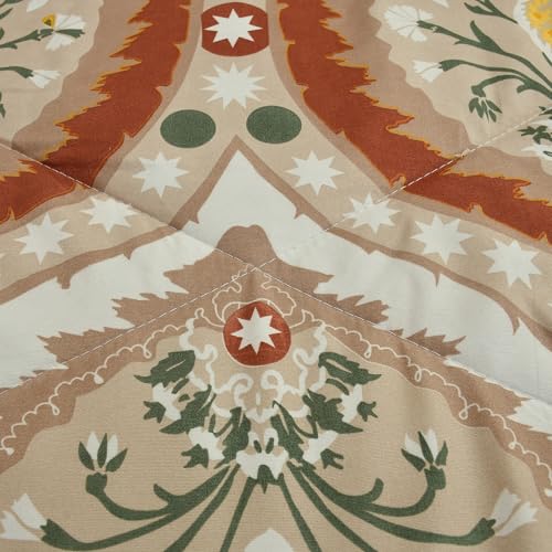 Image of Florida Microfiber Floral Double Bed Comforter | 220x240 cm | 180 GSM | Soft Reversible Lightweight Comforter for All Seasons Orange