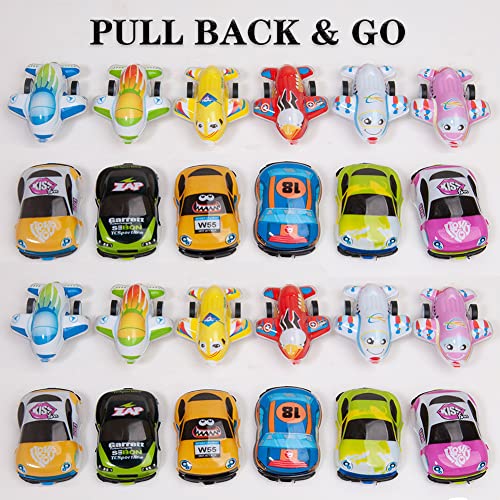 46 Pcs Mini Pull Back Planes And Cars For Toddlers Boys And Girls, Pull Back Racing Vehicles Set For Kids, Bulk Treasure Box Toys For Classroom Prizes, Party Favors, Pinata Fillers #TOP5