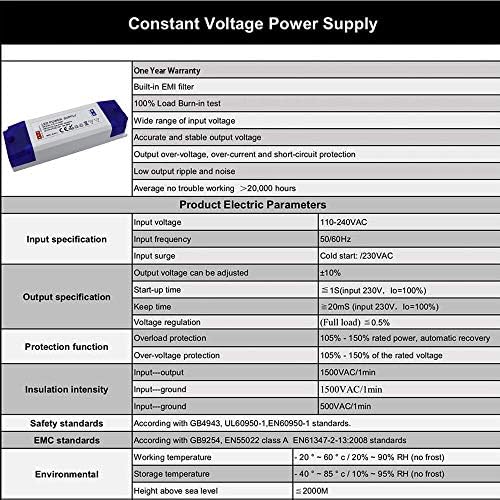 Noobibaba 12V LED Transformer Driver 0-36W Constant Voltage Power Supply for Under Cabinet Light, LED Strips LED Display, MR16 MR11 G4 LED Light Bulbs