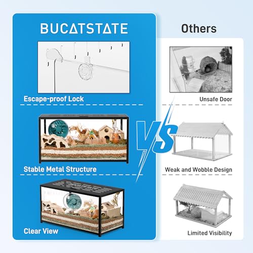 Image of BUCATSTATE Hamster Cage 2.0, Large Hamster Enclosure (39in, Black)