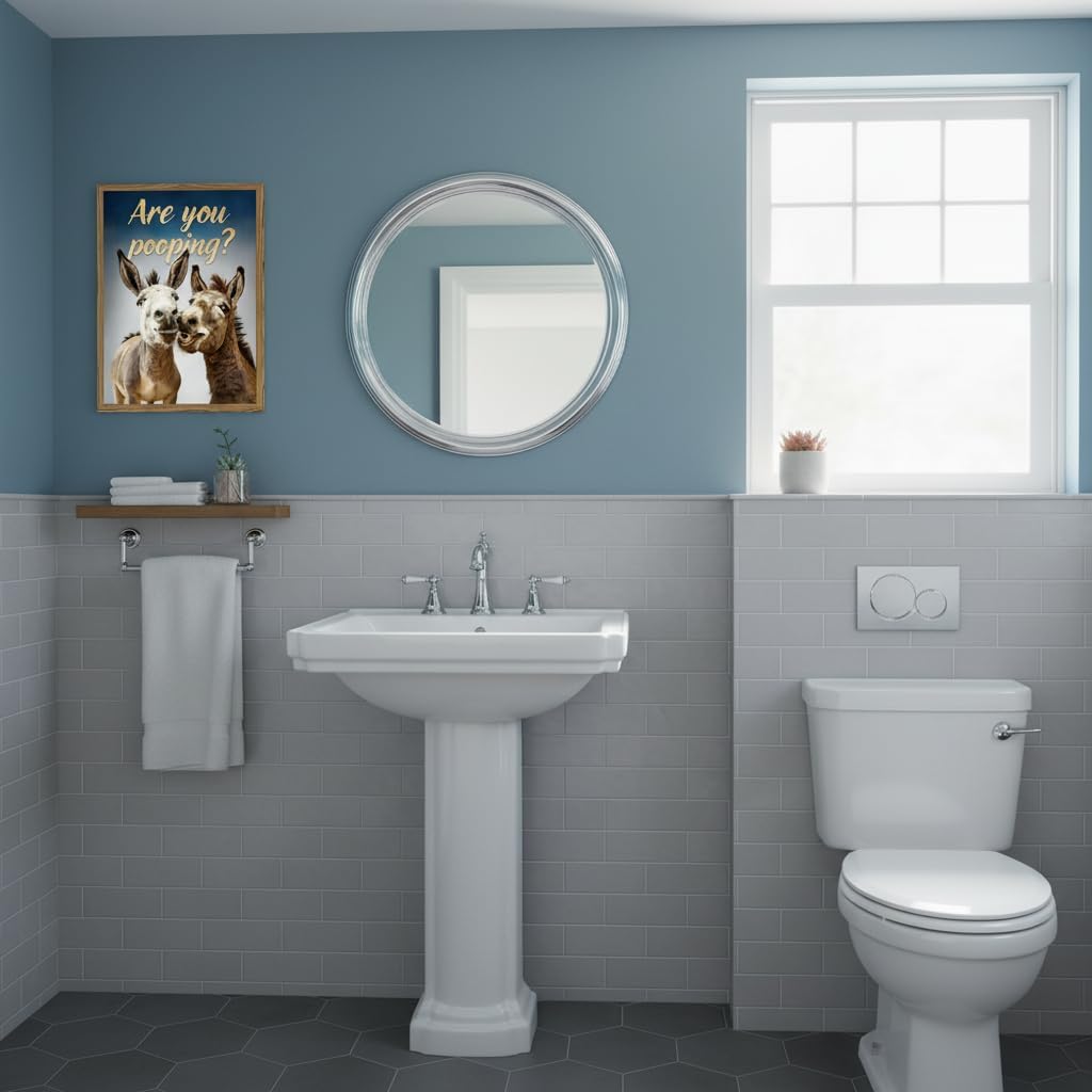 Funny Donkey Bathroom Wall Art Are You Pooping? Farmhouse Animal Canvas Print Rustic Donkey Bathroom Decor Humorous Restroom Toilet Wall Decor Funny Bathroom Artwork for Home Guest Bathroom 8x10 in image 5