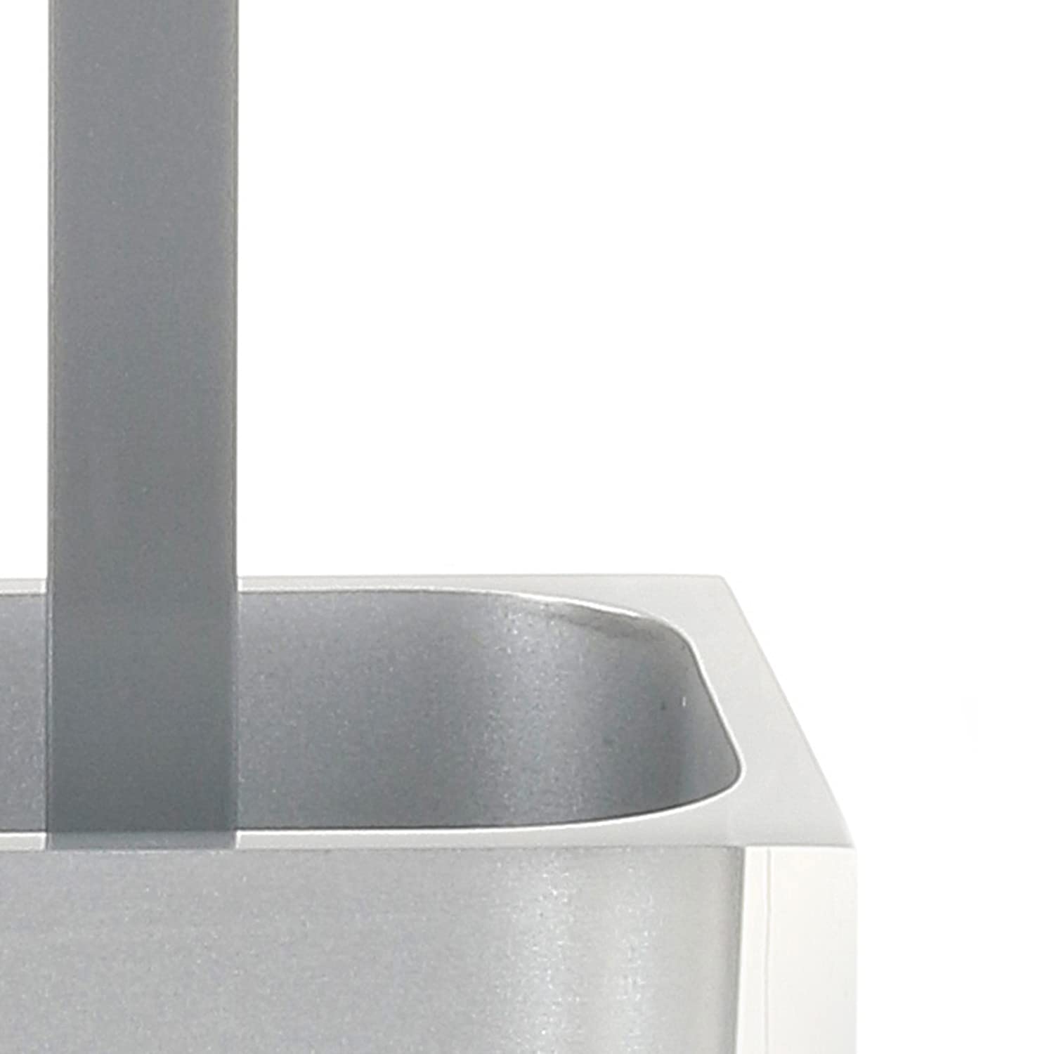 GEDY Auckland Scopino WC Argento, Misure e Peso: 37,5X9,8X9,8 CM & 0,855 kg, Realizzato in Resina Trasparente di Alta qualità, Scopino per WC Design di R&S Gedy, Fatto a Mano, 2 Anni di Garanzia