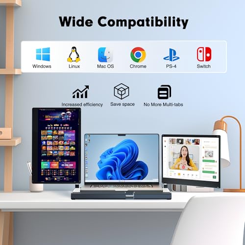 undefined 2025 New Upgraded Laptop Screen Extender Portable Monitor,1080P FHD IPS Screen,Monitor Extender for Laptop,Fit for 13-17" Laptops, Plug & Play Compatiable with Wins/Mac/Android/Switch (Detachable 14") の商品画像 6