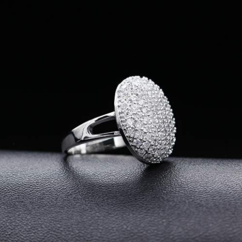 Uloveido Disco Ball Design Party Rings - Cubic Zirconia Cluster Statement Dome Rings White Gold Plated Jewelry for Women PJ42974