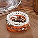 LUREME Bohemian Beads Cube Multi Strand Stretch Stackable Bangle Bracelet Set-Orange (bl003172-2)