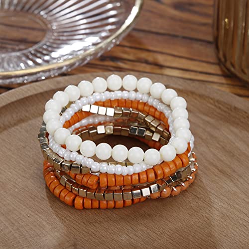 LUREME Bohemian Beads Cube Multi Strand Stretch Stackable Bangle Bracelet Set (bl003172)3