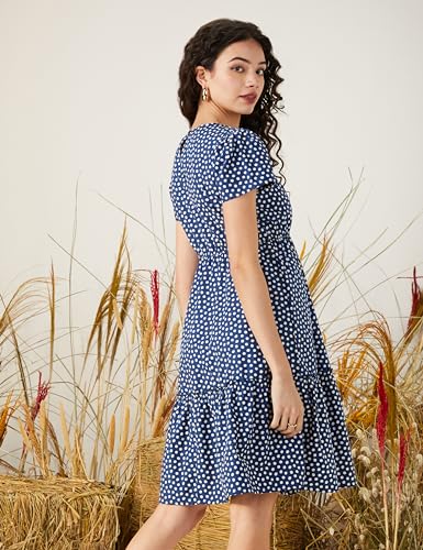 Image of Amazon Brand - Symbol Women Rayon Fit and Flare One Piece Knee Length Tiered Dress (Available in Plus Sizes)