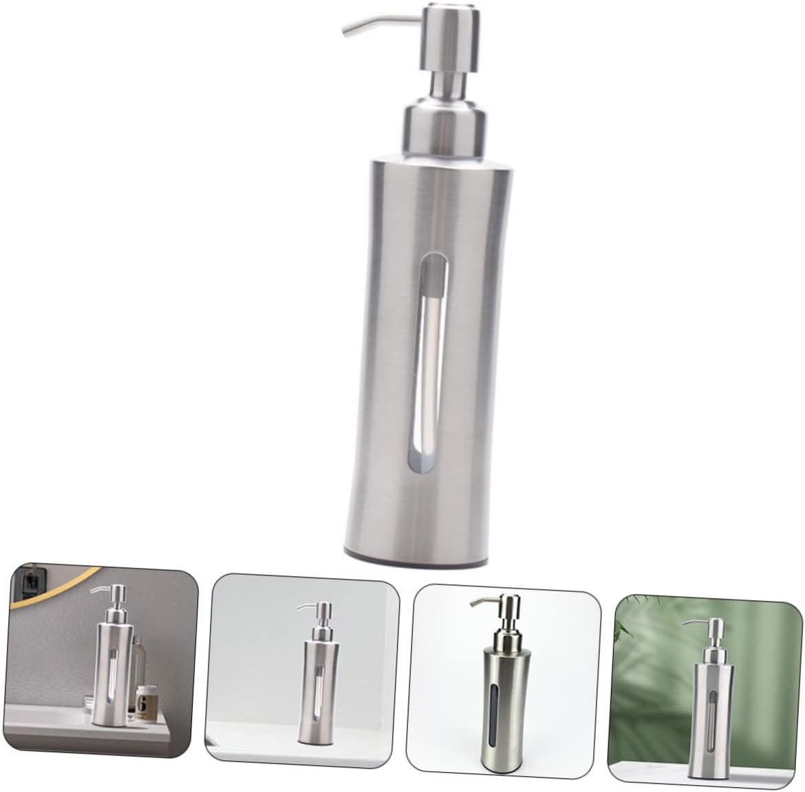 Unomor Stainless Steel Refillable Soap Dispenser Bottle Stainless Steel Visible Design for Hand Soap Lotion Shampoo Wash for Bathroom and Kitchen Use