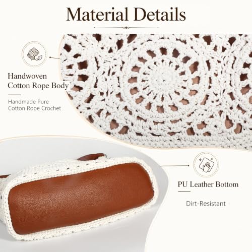 Image of Eiyye Crochet Purse Large Shoulder Bag for Women Slouchy Knit Hobo Purse with Adjustable Strap Soft Boho Tote Bags Casual Summer Everyday Bag(Off White)