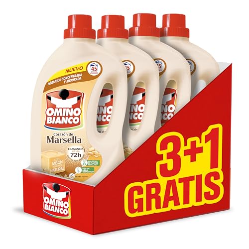 Omino Bianco Detergente líquido marsella 45 dosis, caja 3+1 gratis, 7200ml