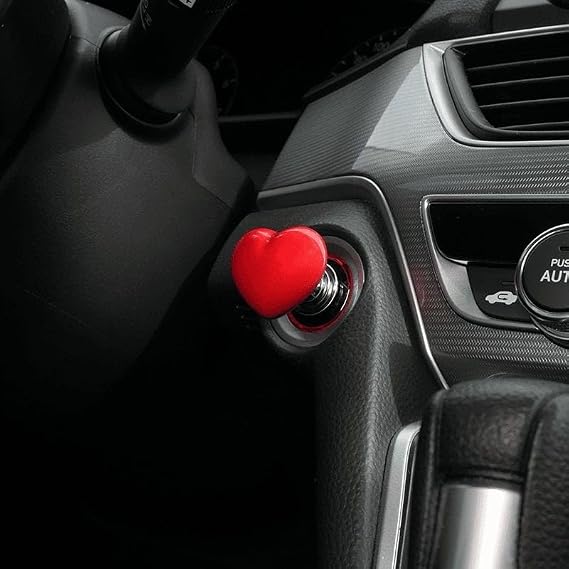 Car Start Button with Push-to-Start Rocker Lever, Engine Start/Stop Joystick,  Metal Ball-bar Starter Cover for Decorative Accessories (Metal Heart - Red)