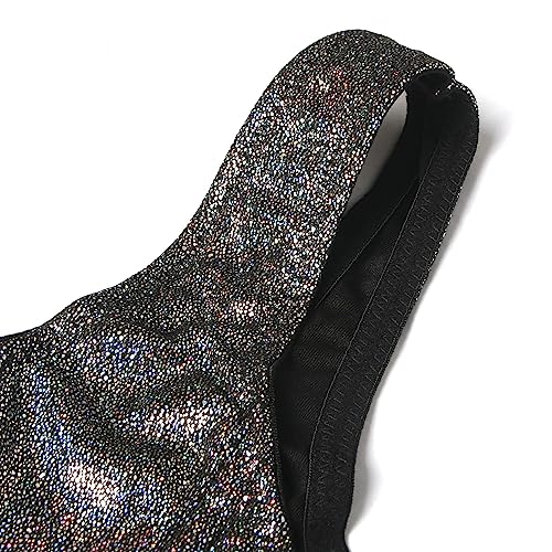 Kimring Women's Gothic Punk Y2K Retro Metallic Boned Rave Slim Fit Bustier Crop Top Cami Corset Black XX-Large