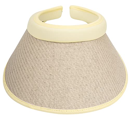 CLAPE Chapéu feminino de palha com proteção UV, chapéu de sol de praia, golfe, viagem, tênis, viseir