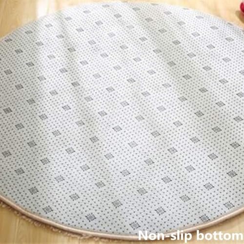 Alfombra redonda de terciopelo de pelo largo esponjosa para dormitorio interior 6