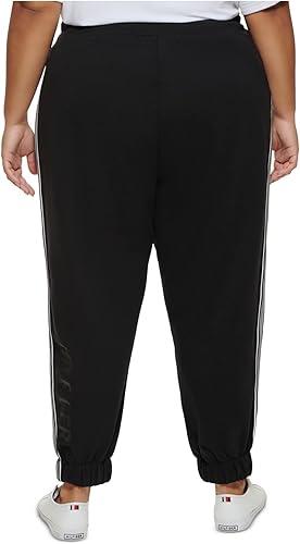 Miniatura 2 de Tommy Hilfiger Sport Pantalones deportivos de punto con rayas laterales para mujer, color negro, 2X, Negro