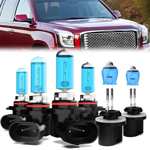 Image of Headlight Bulbs Compatible With GMC Yukon 2000-2006, 9005 High Beam + 9006 Low Beam + 880 Fog Lights Halogen Light Bulb, Super Bright 6000K White, Plug and Play, Pack of 6