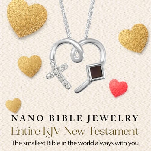 Cross Heart Necklace Nano Bible in Jewelry - 925 Sterling Silver Christian CZ Pendant Holy KJV New Testament Microchip, Romantic Religious Mother's Day Gift Jewelry, 18" Spiga Chain2