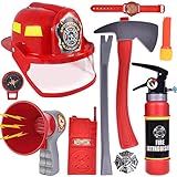 Liberty Imports 10 Pcs Fireman Gear Firefighter Costume Role Play Toy Set for Kids with Helmet and Accessories
