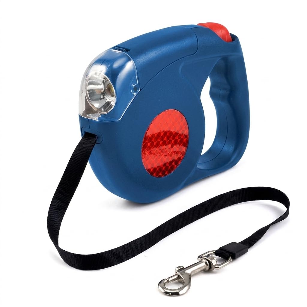 Retractable Dog Lead – Strong Extendable Dog Leash with Anti-Slip Brake & One-Button Control, Heavy Duty 4.5m Extension Lead for Small & Large Dogs (Blue)