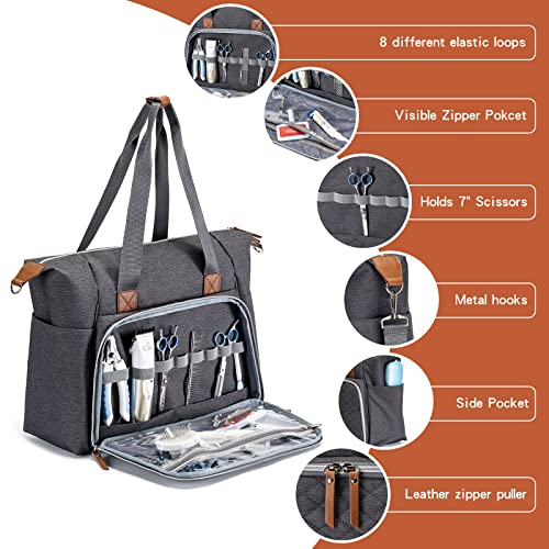 BABEYER Pet Grooming Bag, Dog Grooming Supplies Organizer Tote Bag for Dog Groomers,-Grey - Image 3